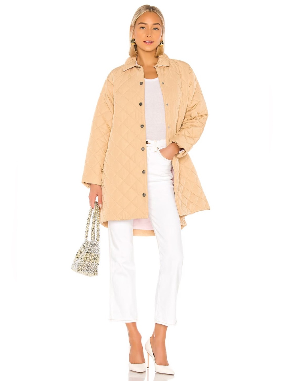 LPA Peyton Quilted Coat in Camel sz L